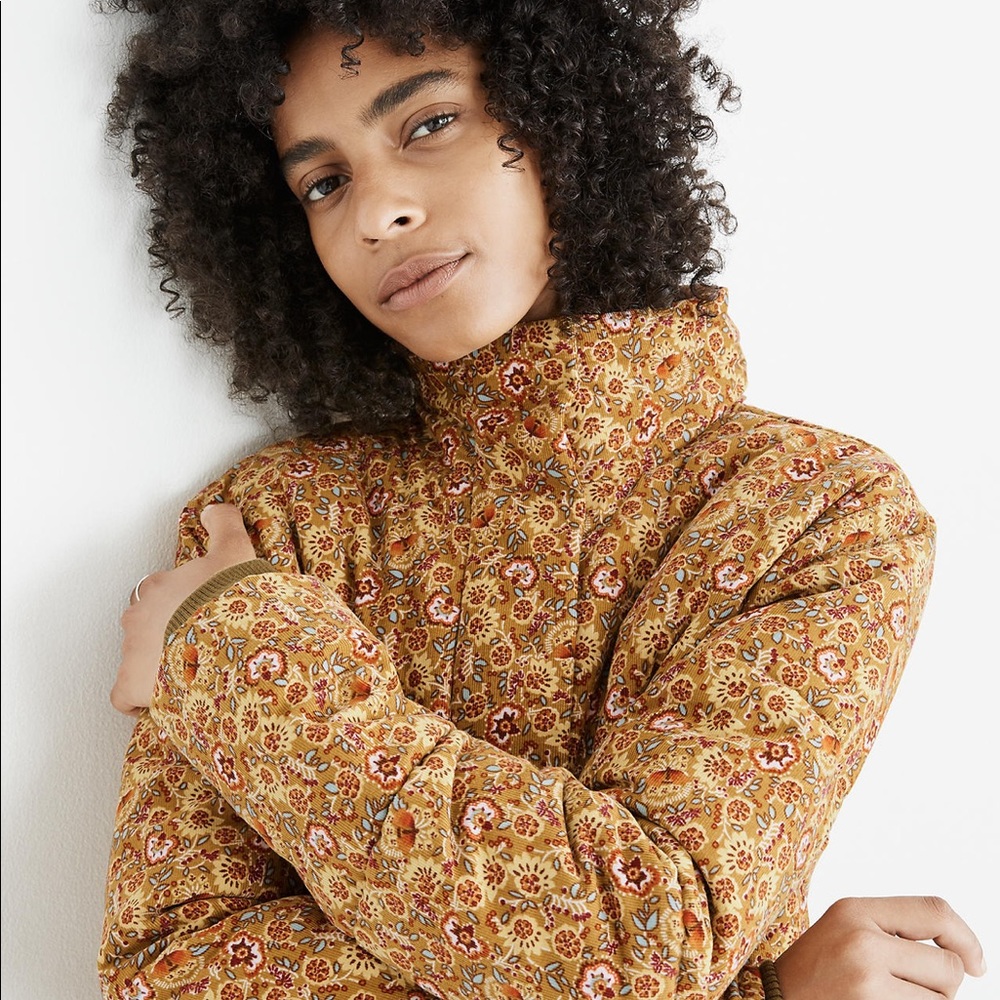 Corduroy Puffer Jacket in Mumbai Floral XS - Picture 2 of 11